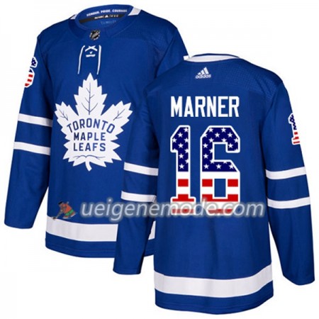 Herren Eishockey Toronto Maple Leafs Trikot Mitchell Marner 16 Adidas 2017-2018 Blue USA Flag Fashion Authentic